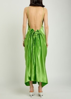 Khaite Kent Draped Satin Midi Dress Green