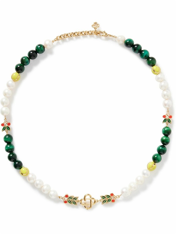 Photo: Casablanca - Casa Sport Gold-Tone, Faux Pearl, Glass and Enamel Beaded Necklace