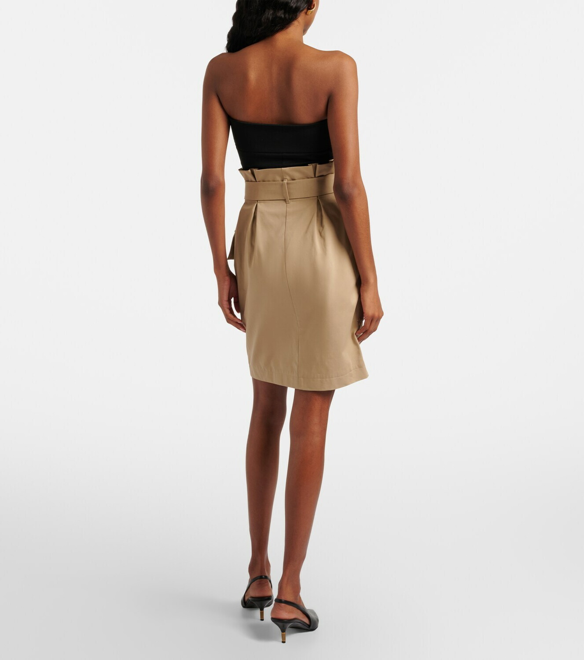Balmain Belted cotton gabardine miniskirt