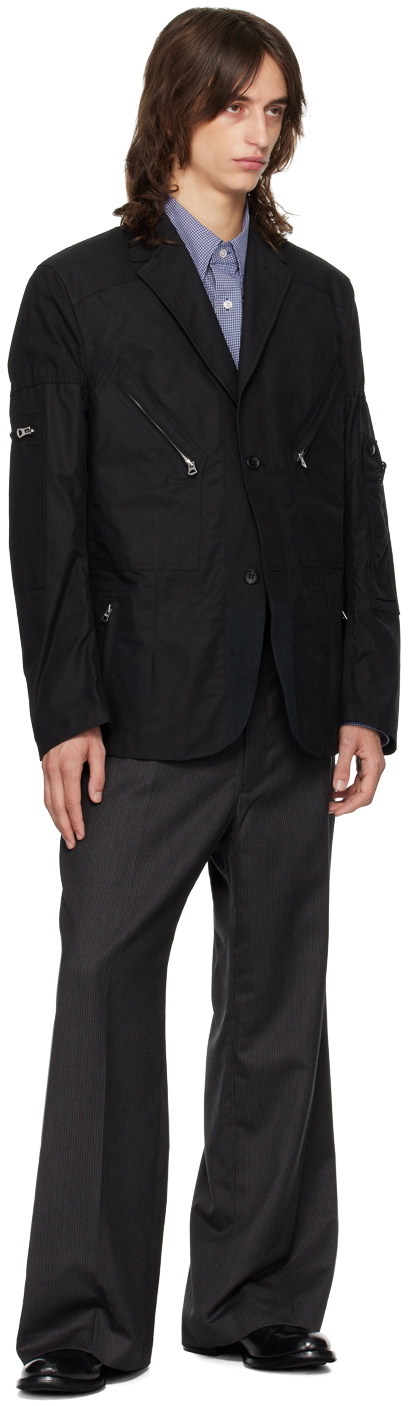 Junya Watanabe Black Paneled Oxford Blazer