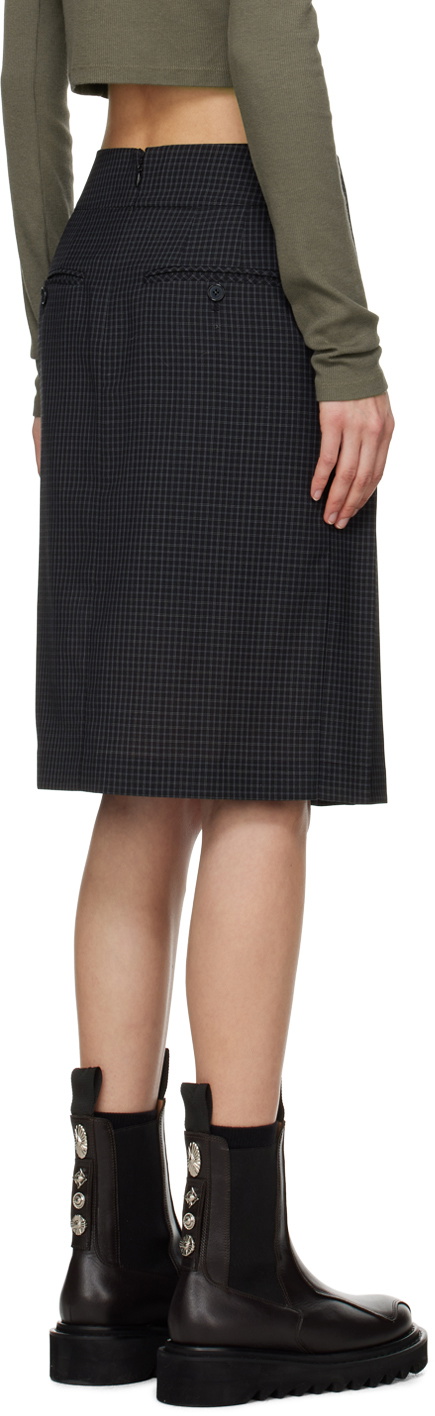 J KOO Black Pleated Midi Skirt