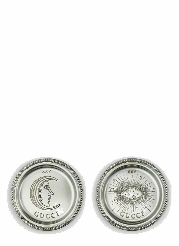 Photo: Set of Two Star Eye and Moon Coasters in Silver