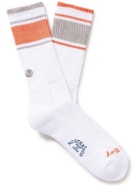 Rostersox - Metallic Striped Ribbed Cotton-Blend Socks
