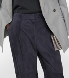 Brunello Cucinelli High-rise suede pants