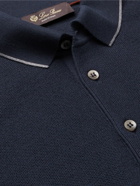 Loro Piana - Contrast-Tipped Wool and Cashmere-Blend Piqué Polo Shirt - Blue