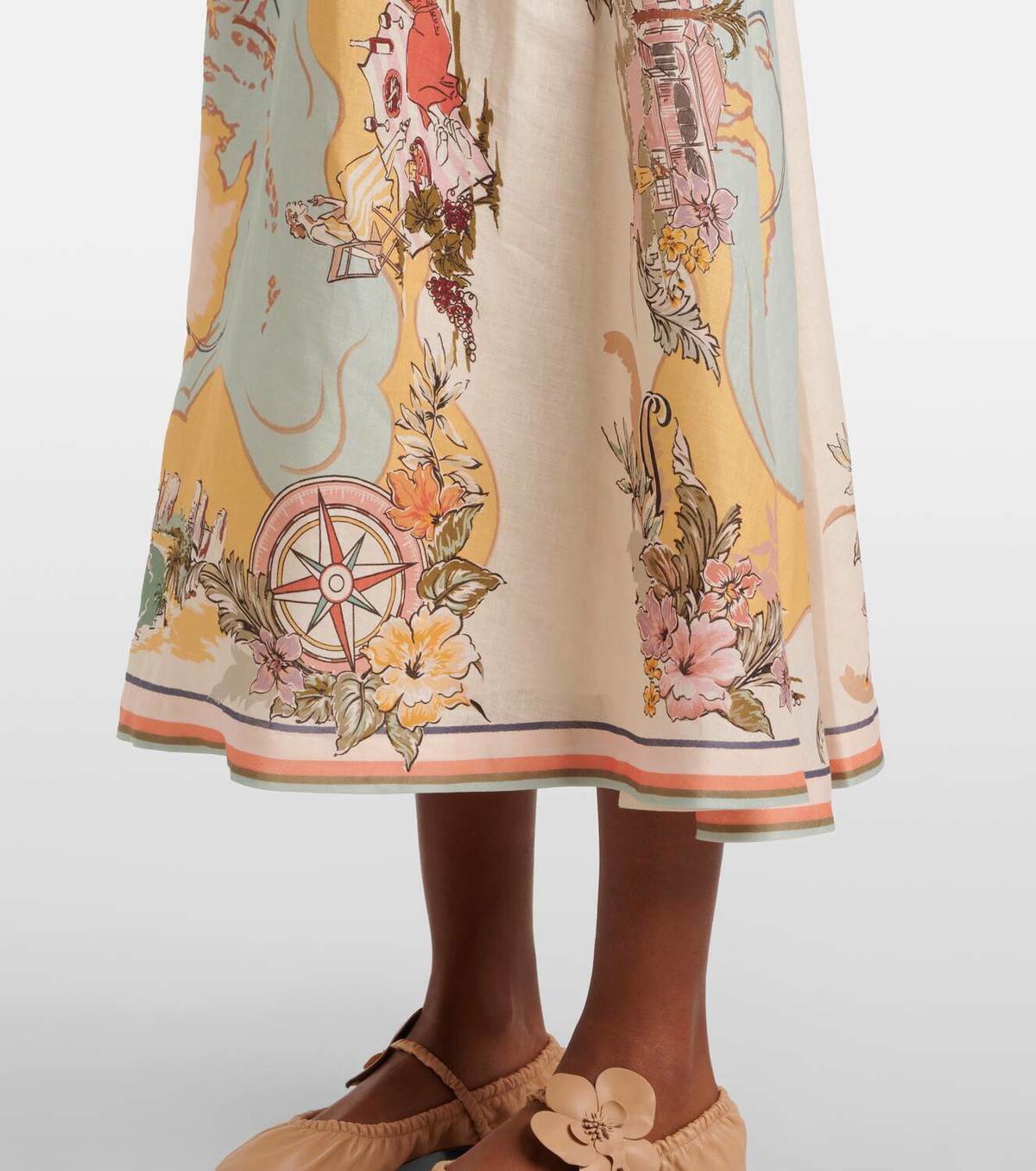 ワンピース ZIMMERMANN TALLOW LINEN MIDI DRESS Zimmermann Tallow Linen Fit & Flare Midi-Dress | Saks Fifth