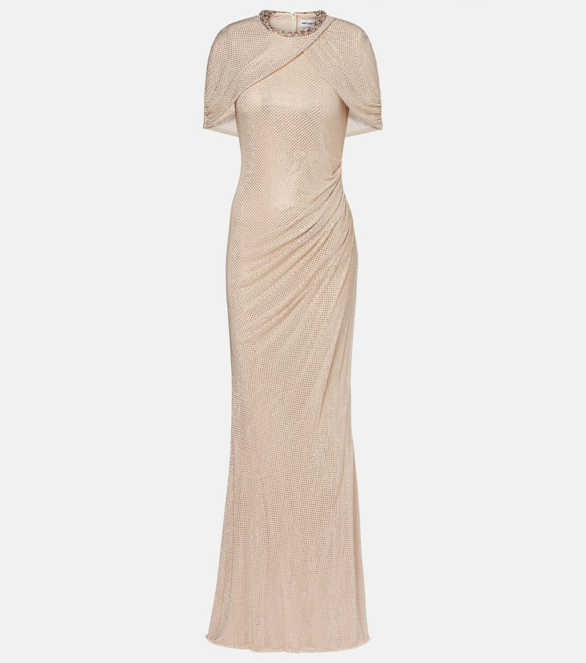 Self-Portrait Embellished caped maxi dress