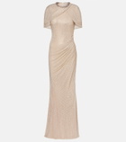 Self-Portrait Embellished caped maxi dress