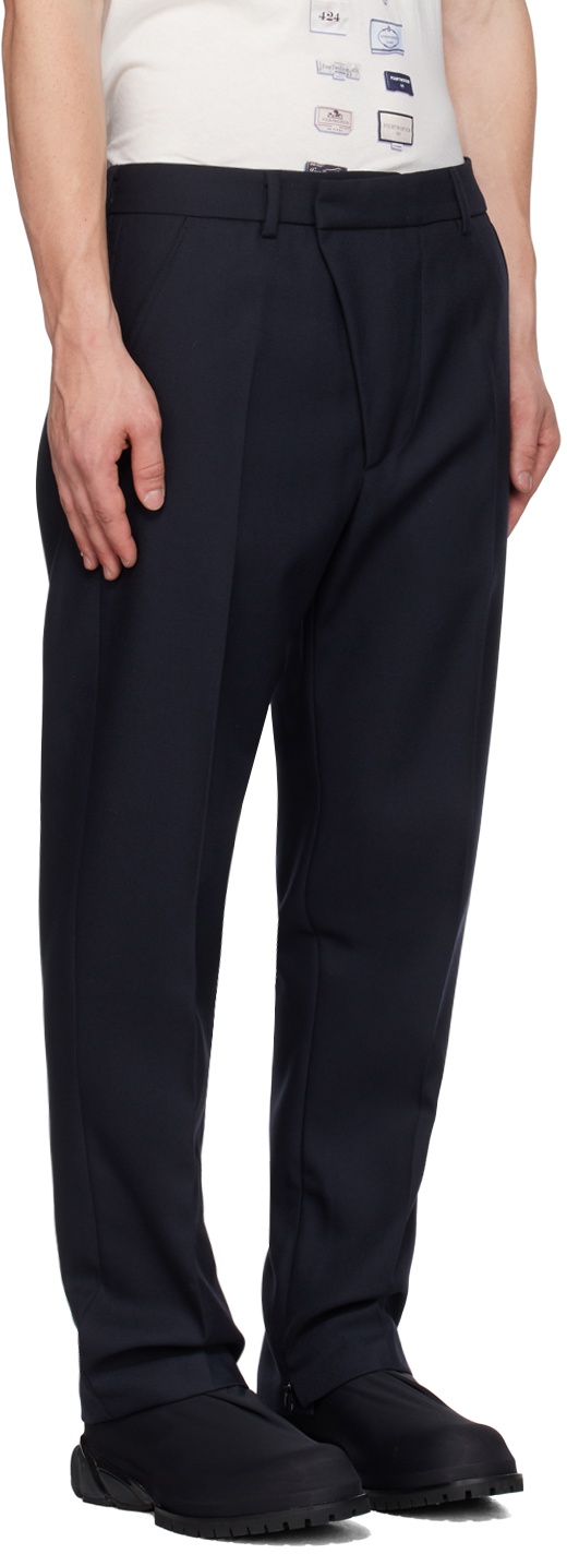 424 Black Creased Trousers