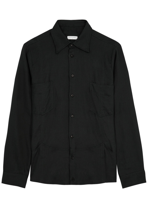 Photo: Gusari Utility Linen Shirt Black