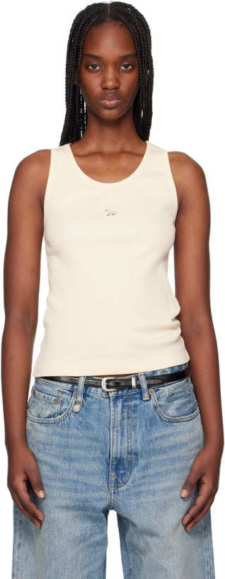 Photo: Maison Kitsuné Beige Baby Fox Patch Ribbed Tank Top