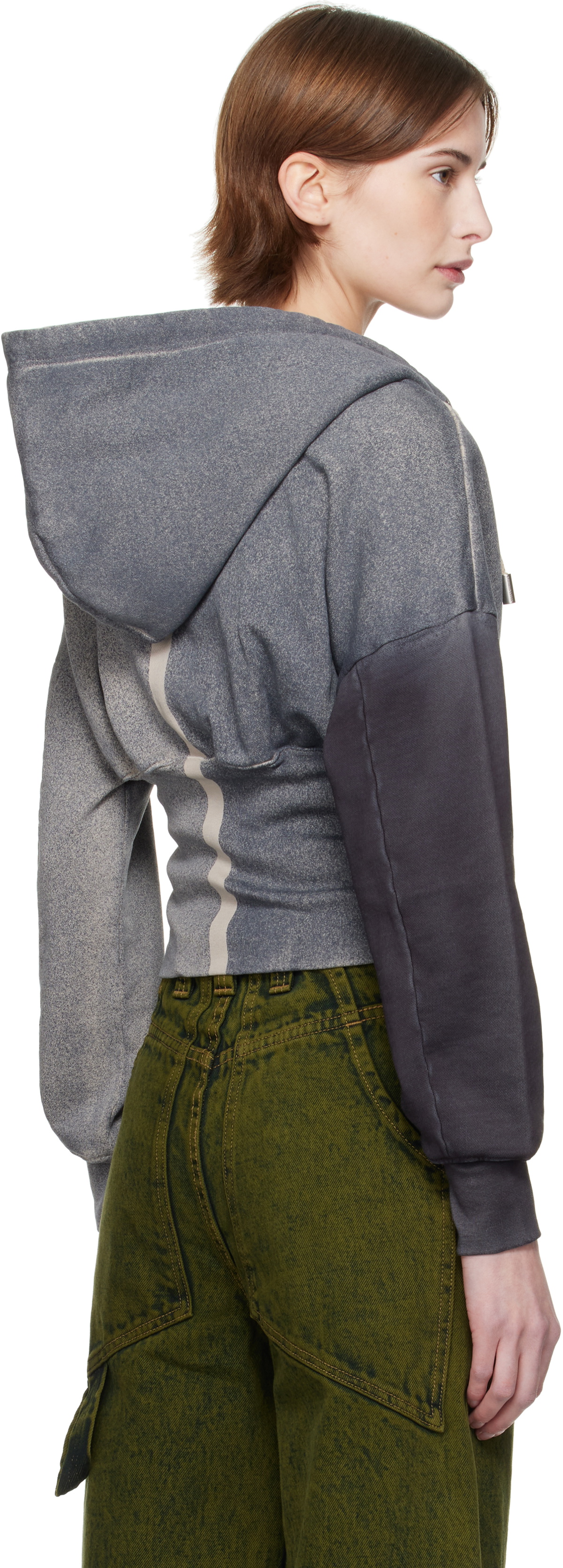 Eckhaus Latta Gray Snatched Hoodie