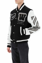 OFF-WHITE lea varsity bomber jacket White