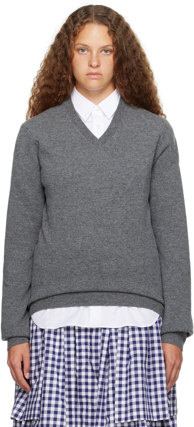 Comme des Garçons Shirt Gray V-Neck Sweater