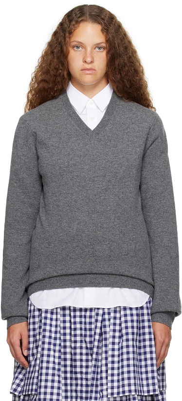 Photo: Comme des Garçons Shirt Gray V-Neck Sweater