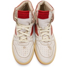 Rhude White and Red Bball Hi Sneakers