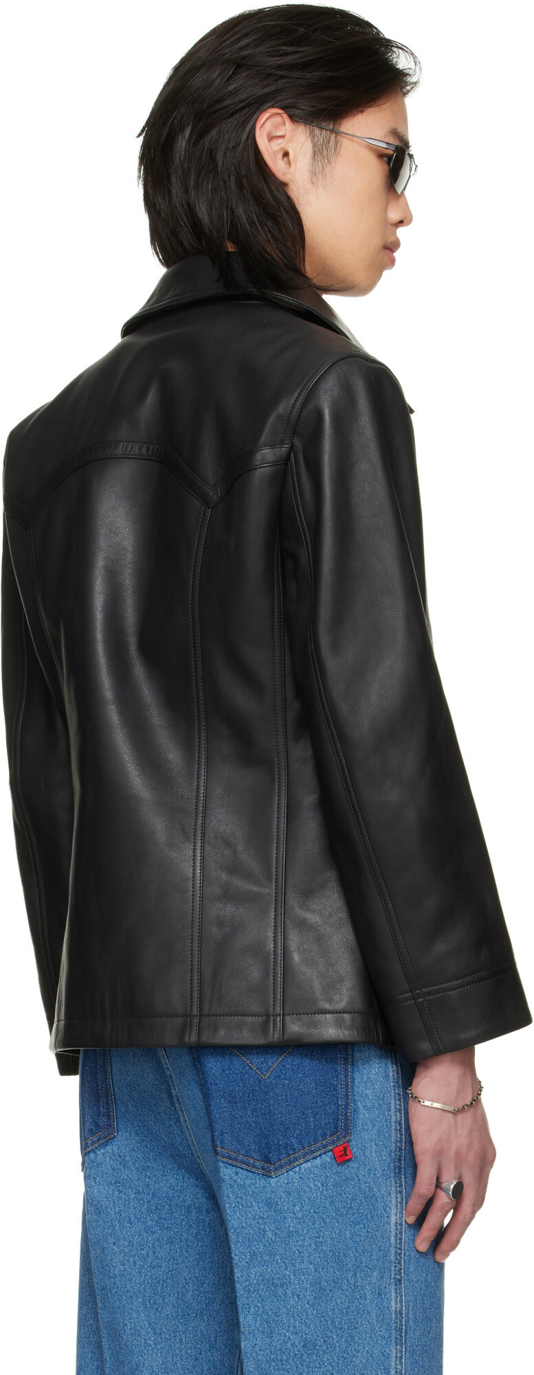 LU'U DAN BRUCE LEE x LỰU ĐẠN Black Leather Creep Jacket