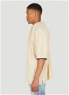 Tucked Neck Polo Top in Beige