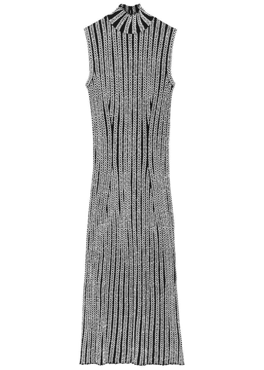 Missoni Striped Sequin-embellished Knitted Midi Dress Silver