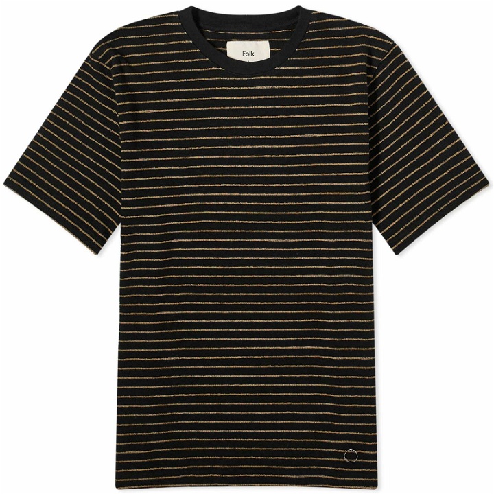 Photo: Folk Men's Textured Stripe T-Shirt in Black Taupe