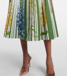 Oscar de la Renta Floral cotton-blend poplin midi skirt