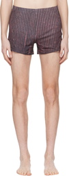 Serapis Burgundy Aub Stripes Swim Shorts