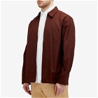 Jil Sander Men's Organic Cotton Zip Overshirt in Chestnut Brown