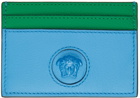 Versace Blue & Green 'La Medusa' Card Holder