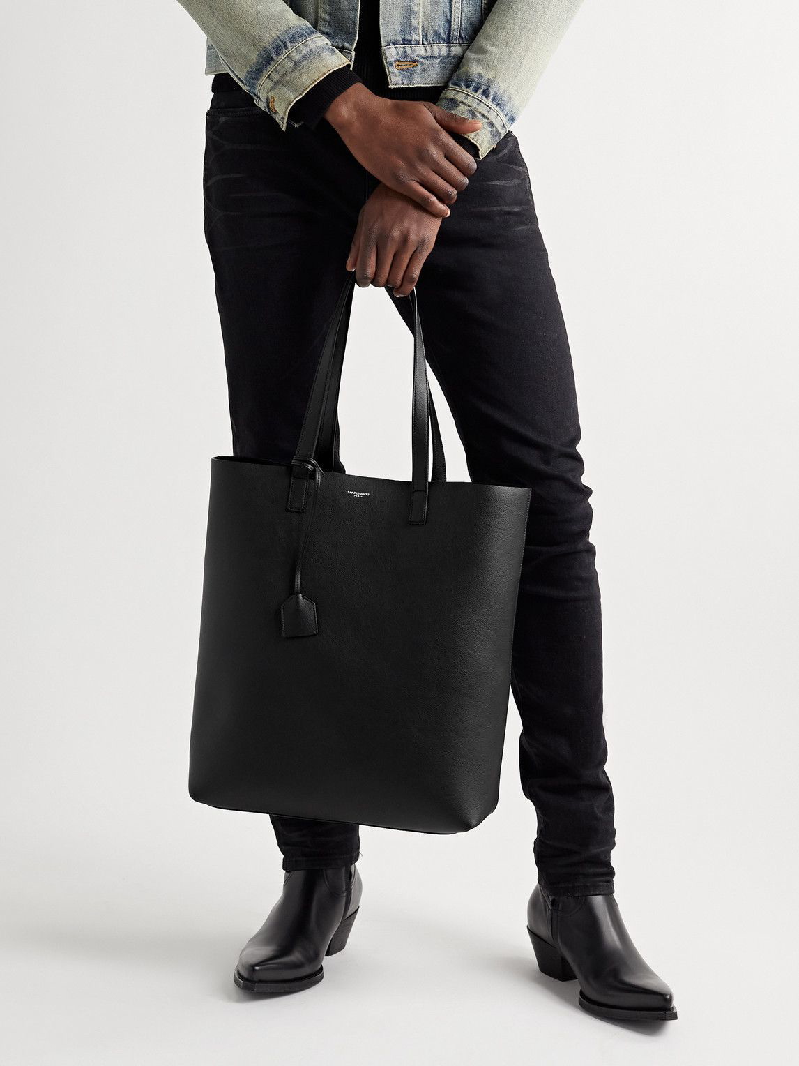 Saint Laurent Giant Bowling Bag in Soft Grained Leather - Black - Men