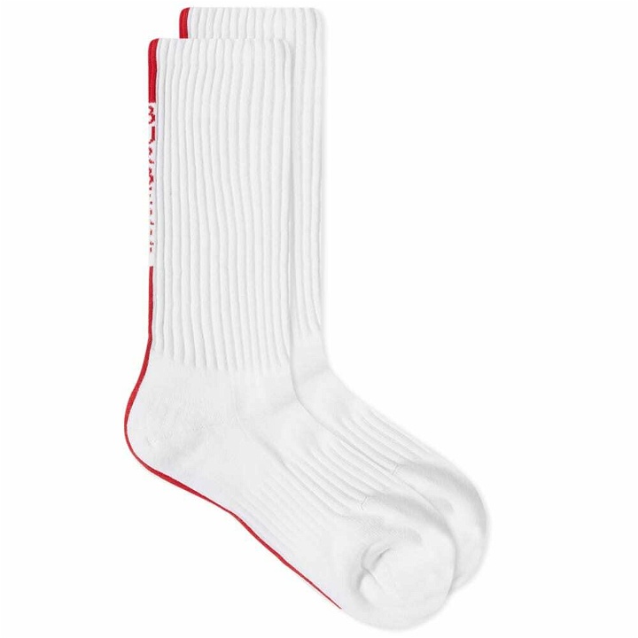 Photo: Burberry Men's Vertical Logo Sport Sock in White/Red