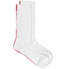 Burberry Men's Vertical Logo Sport Sock in White/Red