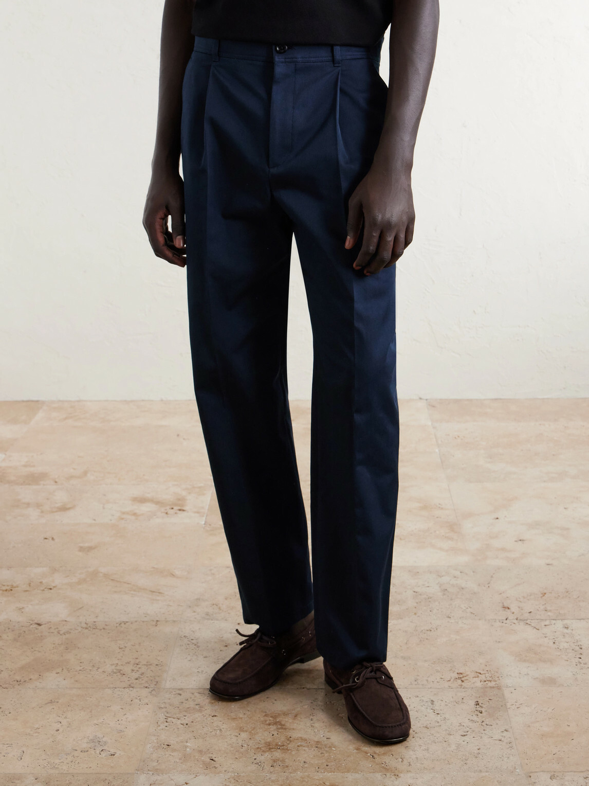 Valentino Garavani - VLogo Straight-Leg Pleated Cotton-Gabardine Trousers - Blue