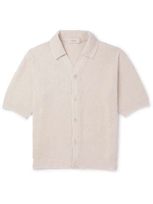 Photo: Agnona - Ribbed Cotton, Linen and Cashmere-Blend Shirt - Neutrals