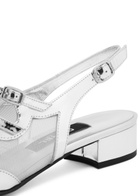 Carel Peche Night Leather Slingback Mary Jane Flats Silver