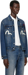 Evisu Navy Inari Mask Printed Denim Jacket