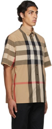 Burberry Beige Poplin Check Short Sleeve Shirt