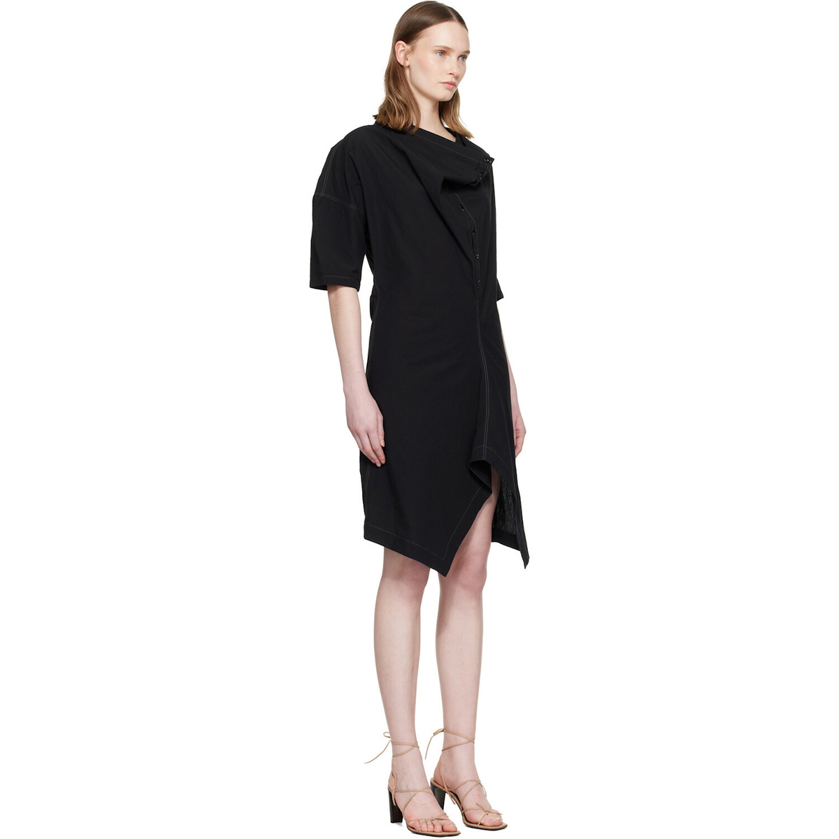 LEMAIRE Black Soft Collar Tube Minidress