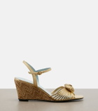 Valentino Garavani Cœur Royal metallic leather wedge sandals