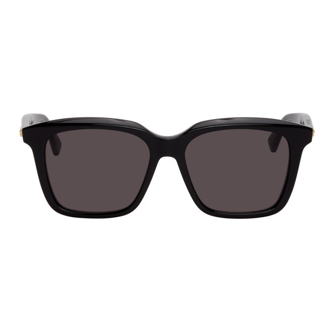 Photo: Bottega Veneta Black Rectangle Sunglasses