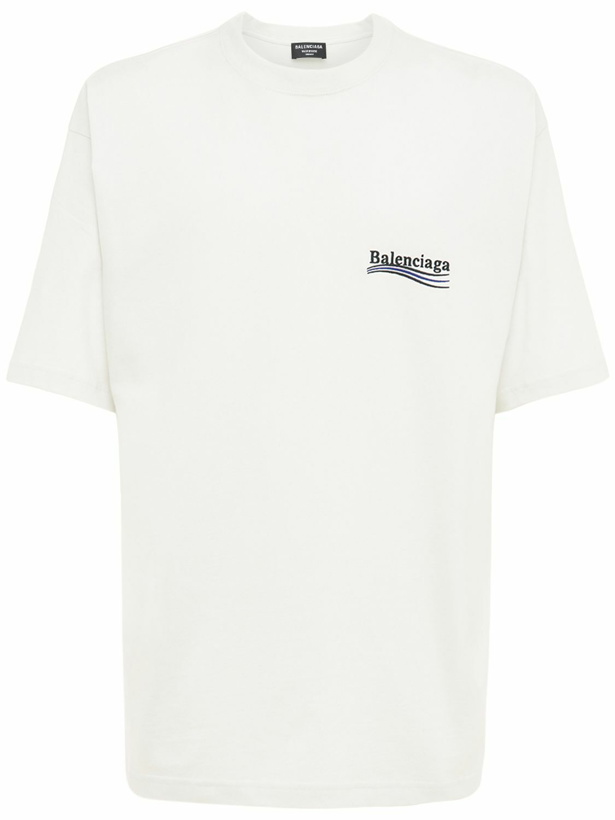 Photo: BALENCIAGA - Political Logo Cotton Jersey T-shirt