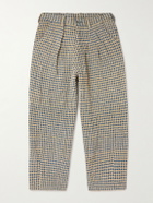 Story mfg. - Lush Barrel-Leg Pleated Checked Organic Cotton Trousers - Brown