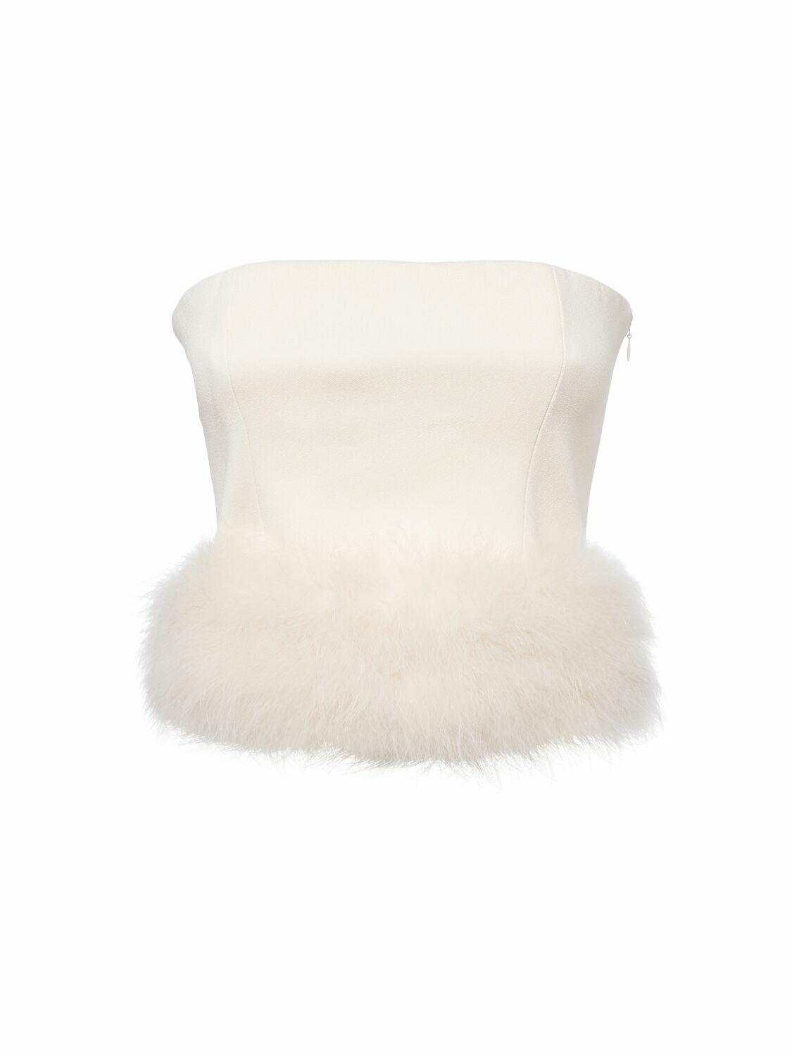 BLUMARINE Sable Strapless Top with feathers