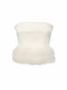 BLUMARINE Sable Strapless Top with feathers