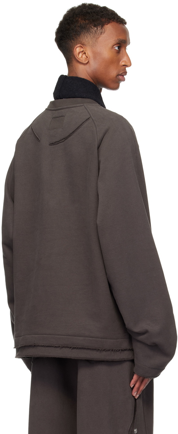 NULLUS Gray Diagonal Slit Sweater