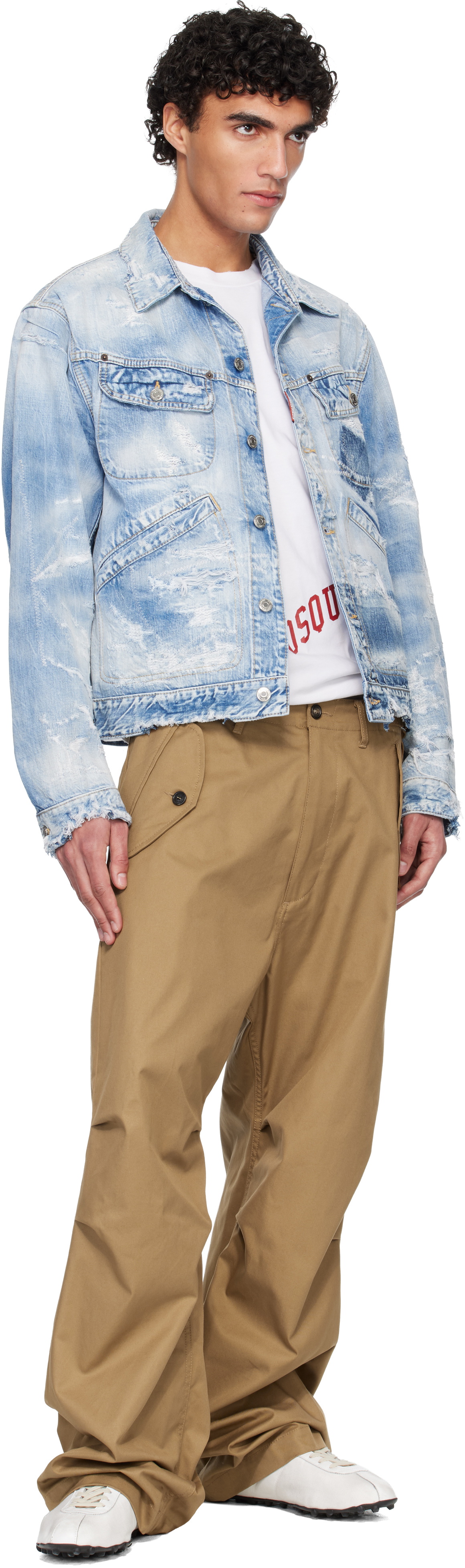 Dsquared2 Blue Light Ripped Wash '70s Denim Jacket