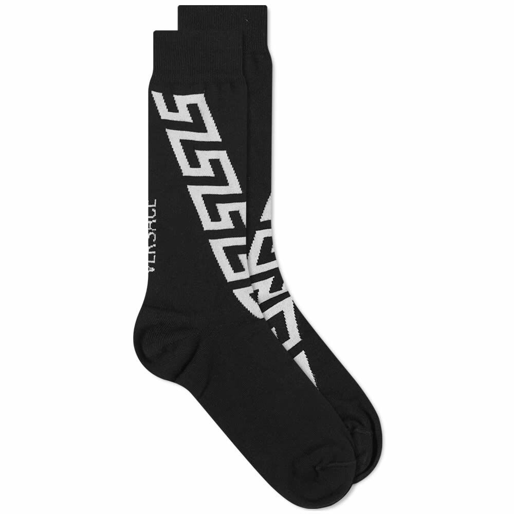 Versace Men's Greek Band Sock in Black/White Versace