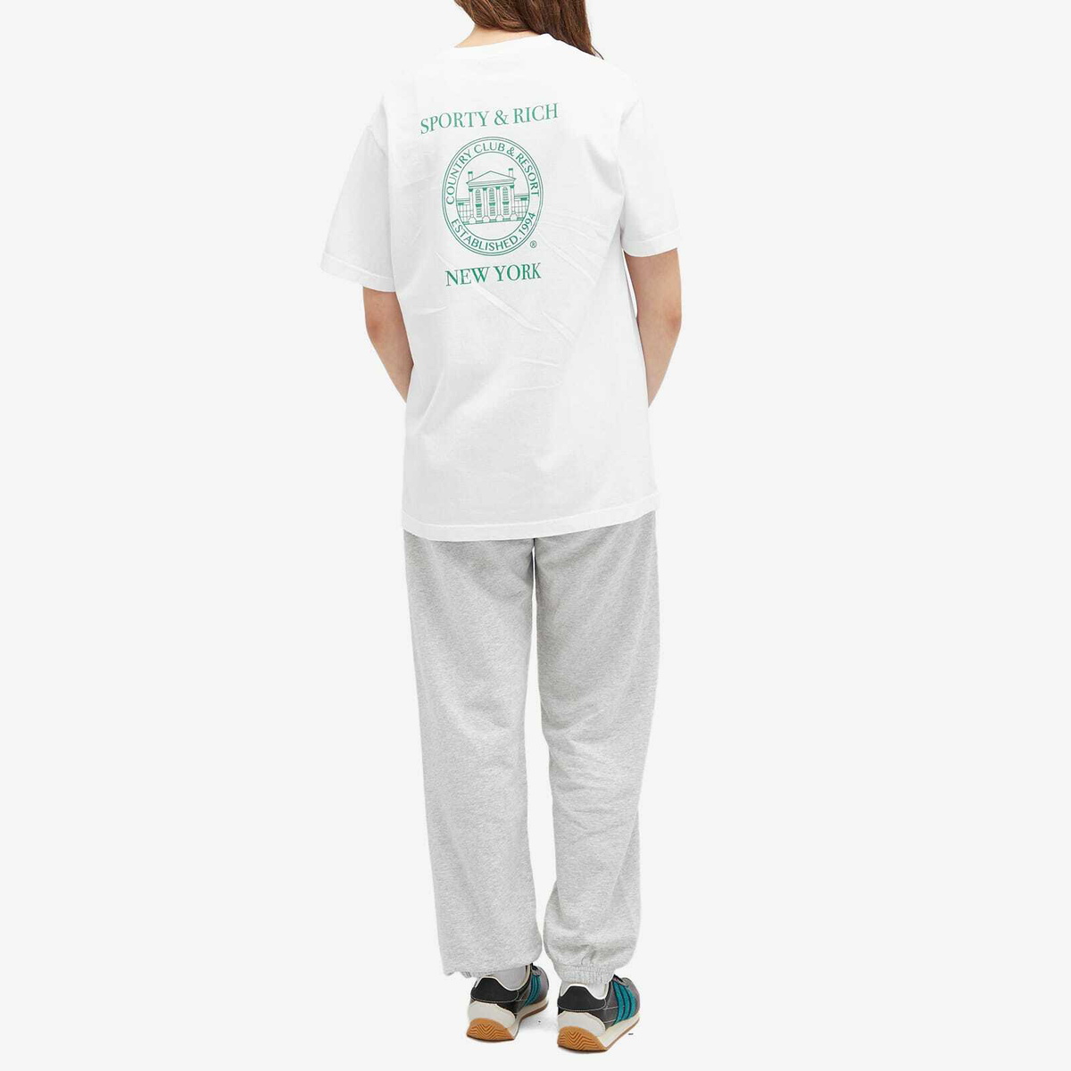 Sporty & Rich NY Resort T-Shirt in White/Verde