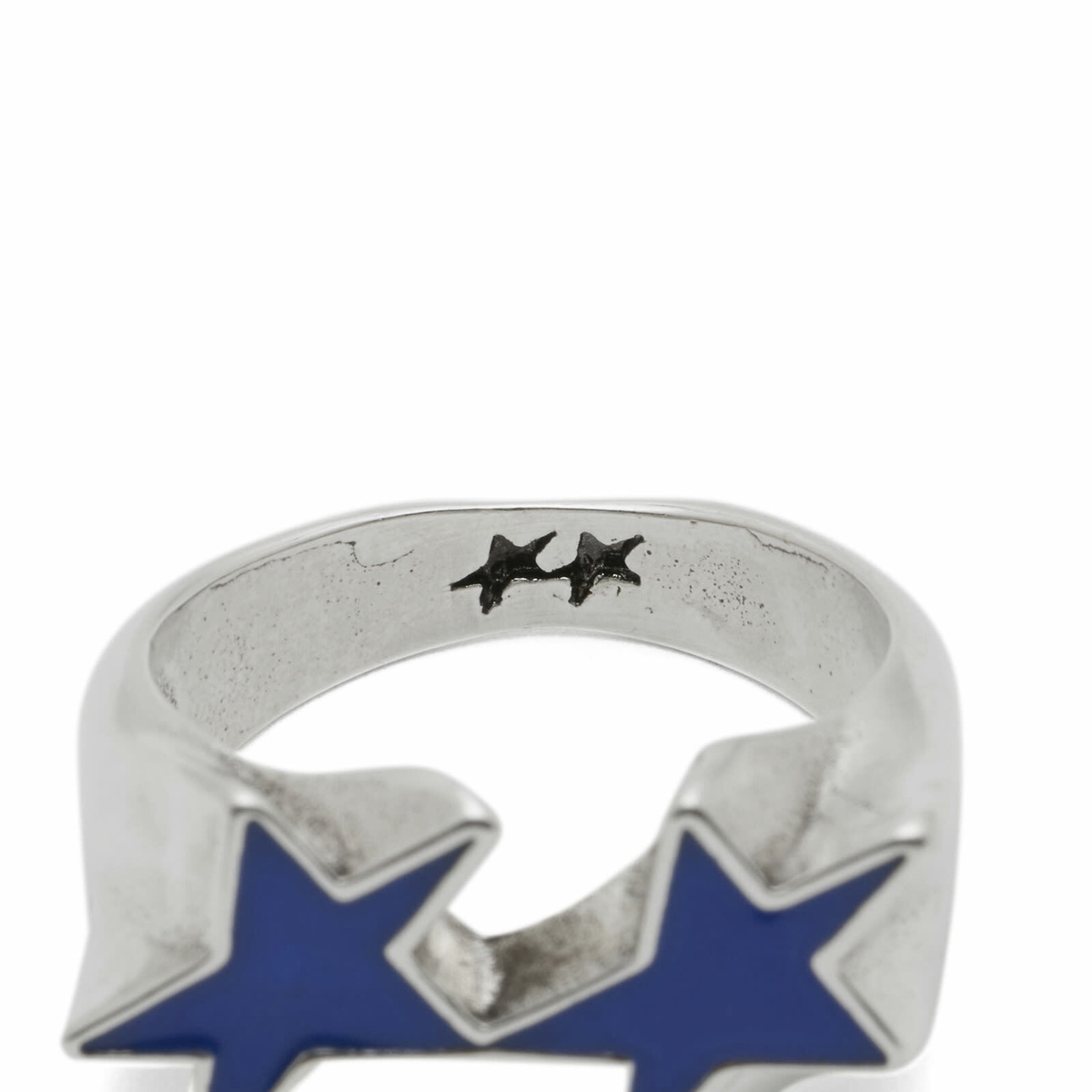 TwoJeys Icon Blue Enameled Single Ring in Silver