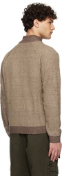 Dime Brown Double Zipper Knit Sweater