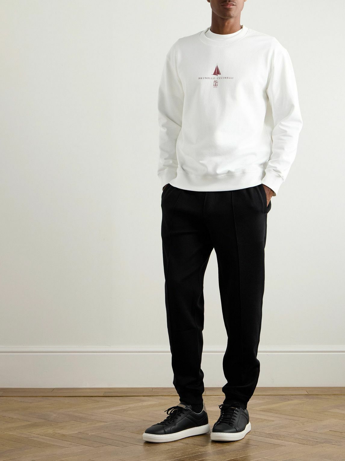 Brunello Cucinelli - Logo-Print Cotton-Blend Jersey Sweatshirt - White
